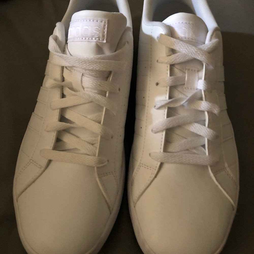 Adidas all white sneakers